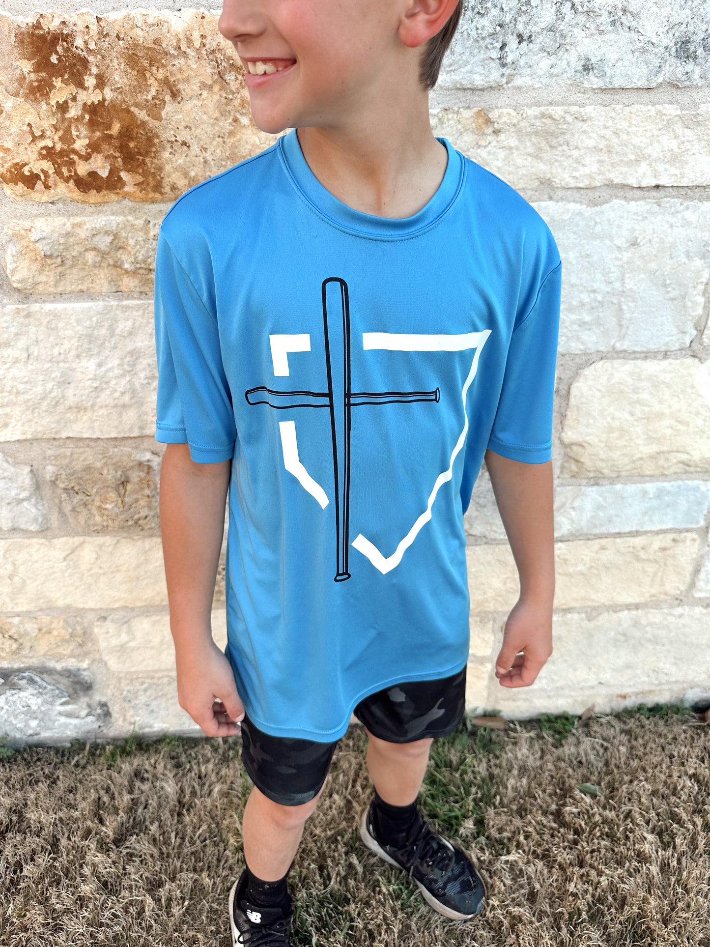 Baseball/Cross Columbia Blue Logo - T-shirt