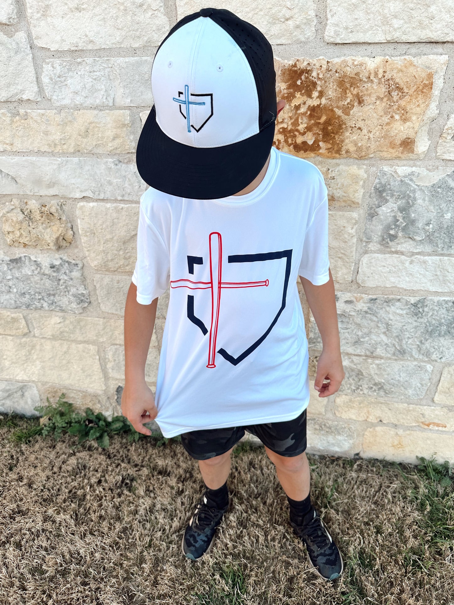 Baseball/Cross White Logo - T-shirt