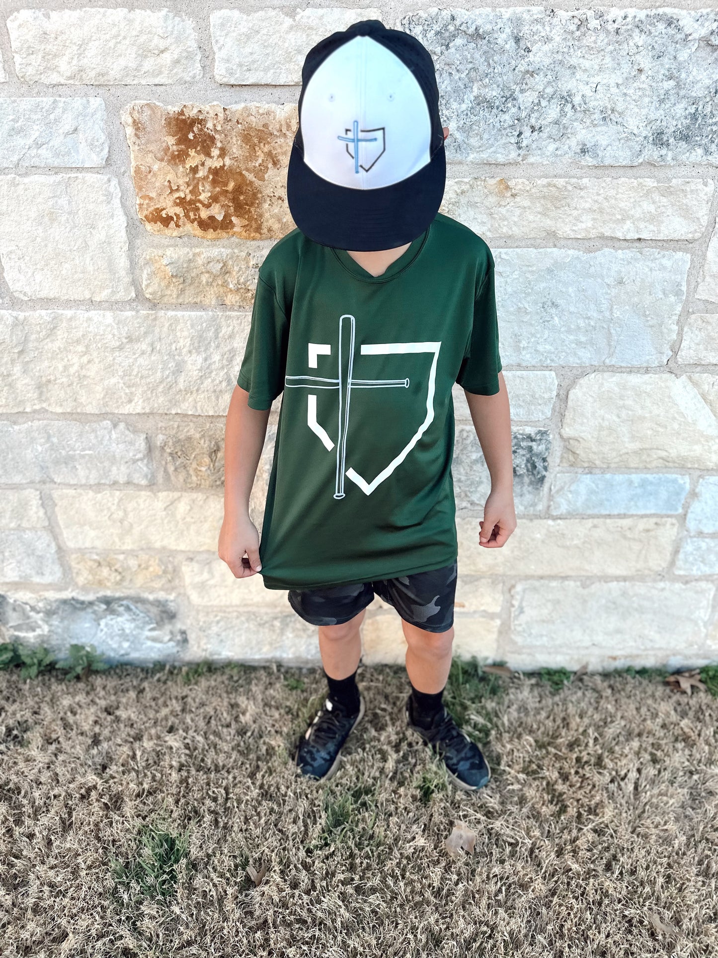 Baseball/Cross Hunter Green Logo - T-shirt