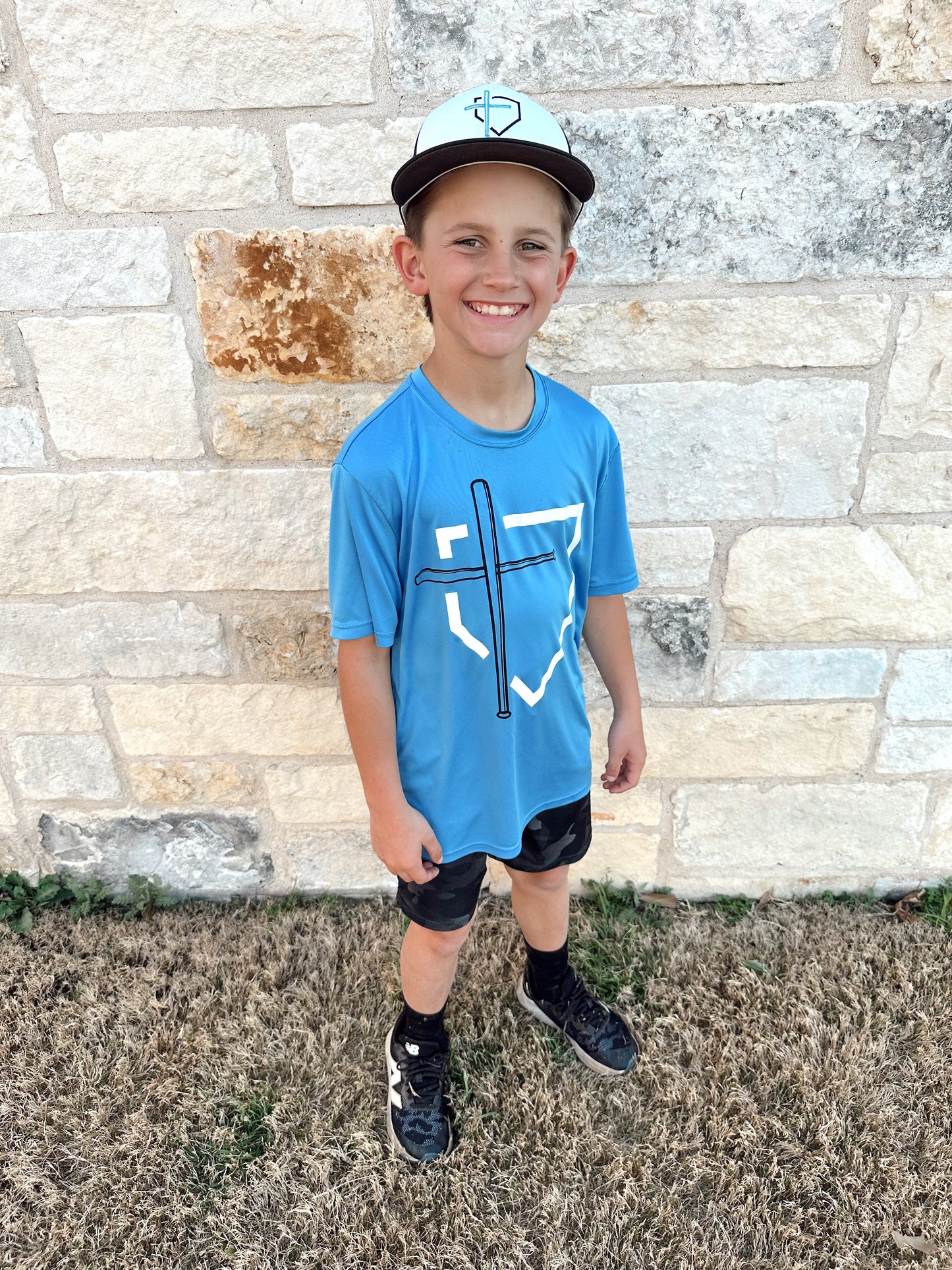 Baseball/Cross Columbia Blue Logo - T-shirt